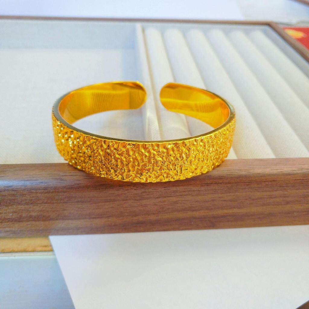 14mm Gold Hammered Bangle: Elegant Wedding Imitation Bracelet for Women