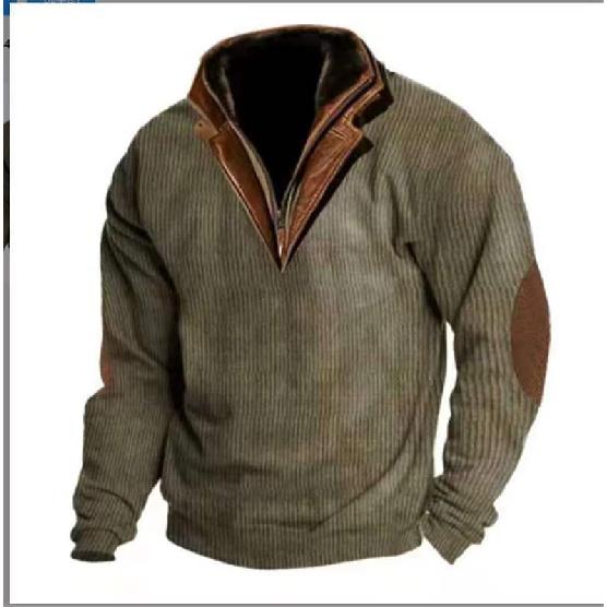 Stand Collar Men's Sweatshirt Autumn Winter Warm Loose Solid Color Outdoor Warm Breathable Tactical Men's Top