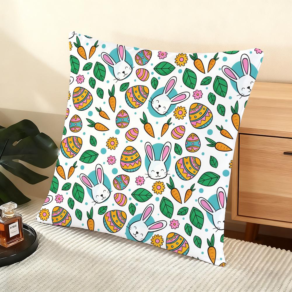 Easter Pattern Cushion Cover Soft Short Plush Pillow Cover Smooth Cozy Texture Aesthetic Cushion Case Home Decor