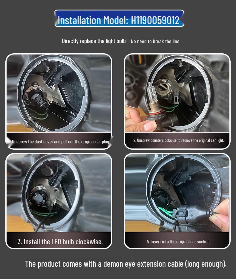 LED Headlight Mod Kit with Built-in Demon Eye Bulbs for 10th Gen Civic, XRV, Vezel, Accord, and Lingpai.