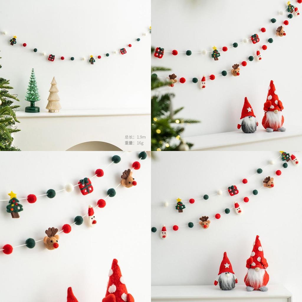 Christmas Scene Wall Art With Wool Felt Ornaments For Seasonal Home Decor
