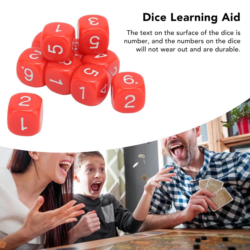 20PCS 6 Sided Number Dice Plastic 16mm Round Corner Polyhedral Dice Set for Numeral Teaching Board Games