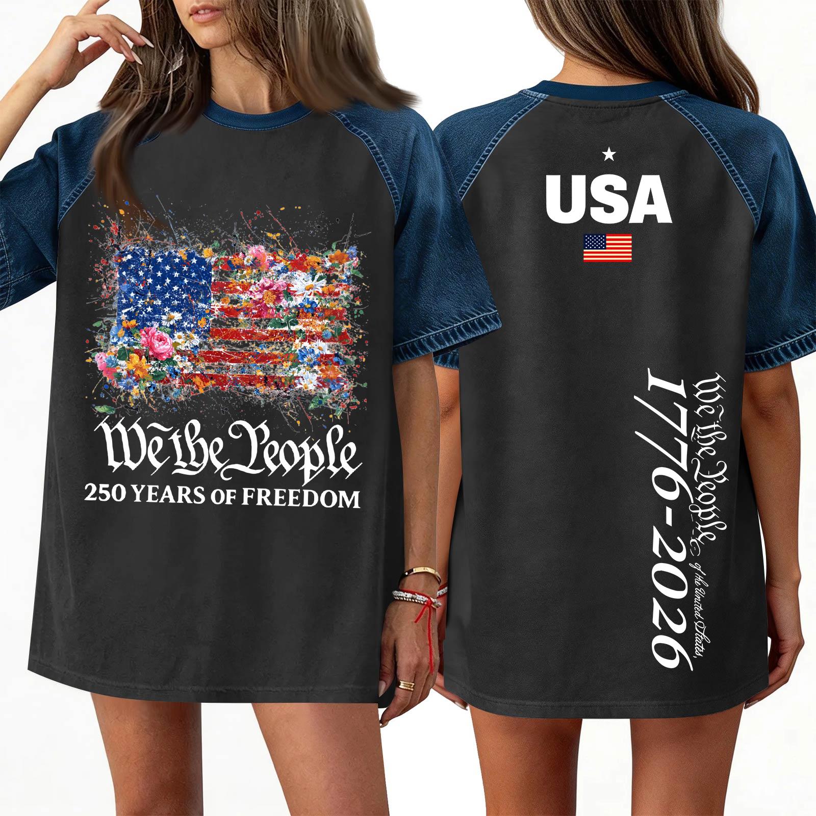 

Women s Denim Patchwork Top, Casual Short-sleeved Comfortable T-shirt, Fashionable For Spring And Summer. M