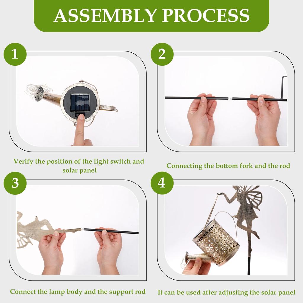 Fairy Garden Solar Light IP65 Waterproof Outdoor Solar Stake Light Large Retro Metal Lantern Solar Light for Garden Decoration