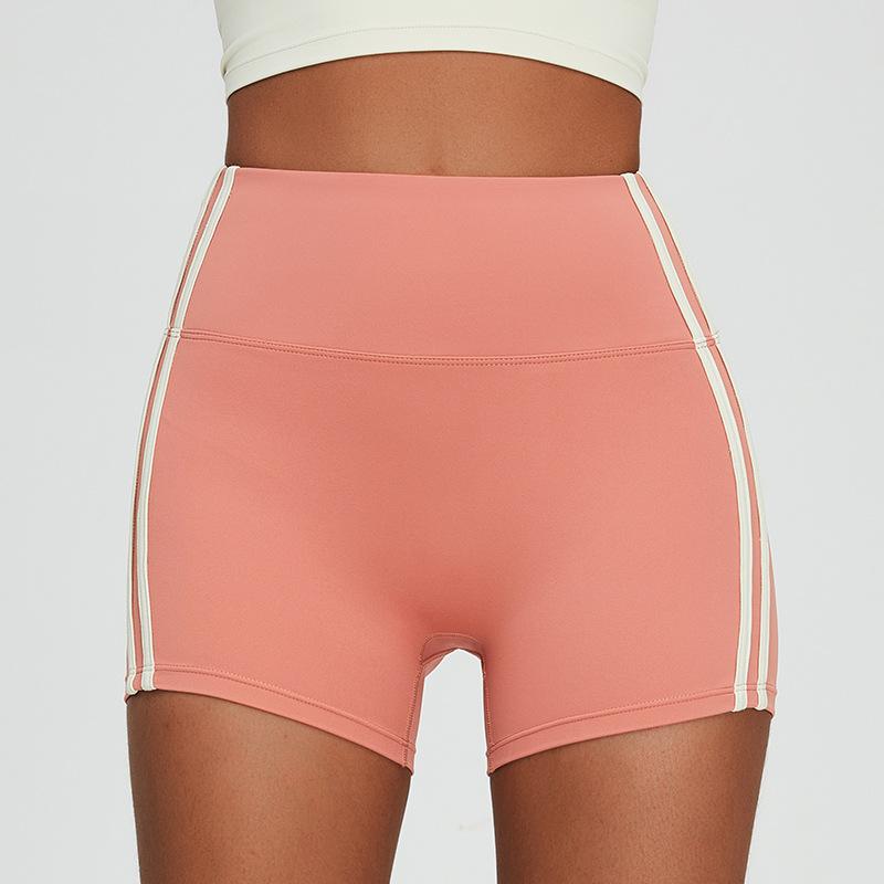 New Nude Yoga Shorts For Women, Contrasting High Waisted Peach Sports Shorts, Women'S Running And Fitness Pants