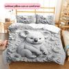 Relief Animals Pattern Bedding Quilt Set  Home Decoration  Gift (1 * duvet cover + 2 * pillowcase  without core)