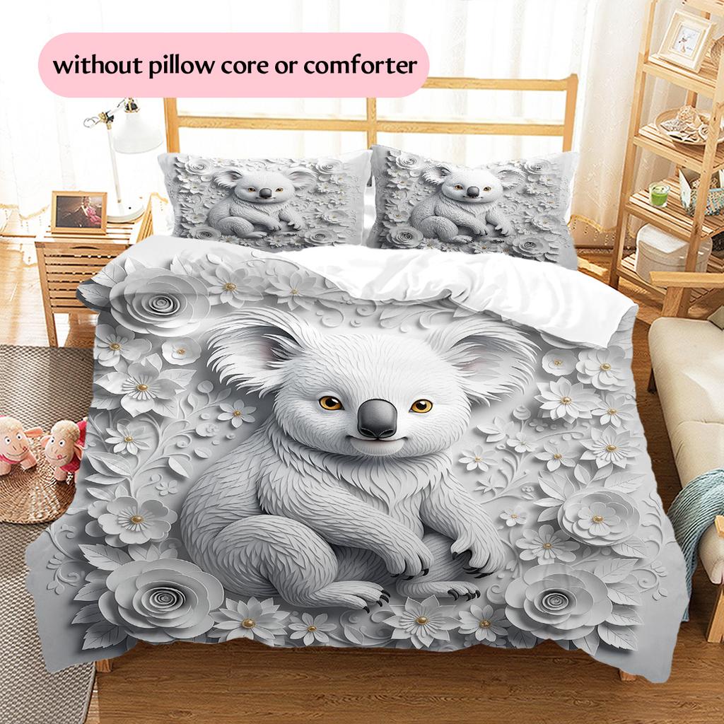 Relief Animals Pattern Bedding Quilt Set  Home Decoration  Gift (1 * duvet cover + 2 * pillowcase  without core)