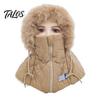Cold Weather Gear for Women Winter Balaclava Hat, Quilted Face Mask Hood Zipper Closure, Fuzzy Trim, Thermal Neck Warmer Fleece Lined, Warm Windproof
