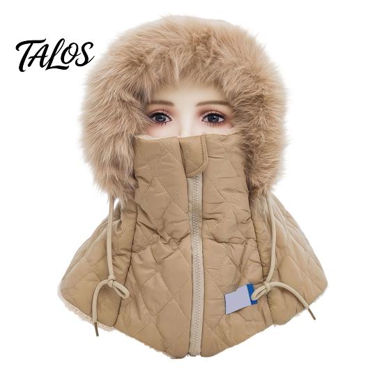 Cold Weather Gear for Women Winter Balaclava Hat, Quilted Face Mask Hood Zipper Closure, Fuzzy Trim, Thermal Neck Warmer Fleece Lined, Warm Windproof
