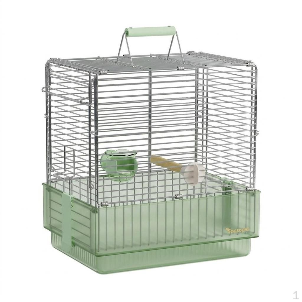 Folding Bird Cage with Top Handle, Portable in Stainless Steel Metal, Small for