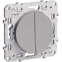 Interrupteur Double Va et vient et Poussoir Alu