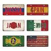 FJ Country National Flag Metal TinSigns Decor License Plate Plaque Metal Vintage Home Wall Decoration for Bar Pub Man Cave