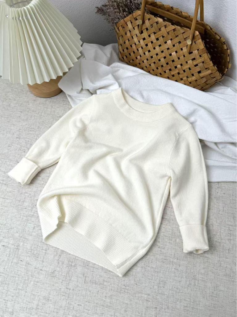 Pull En Laine à Col Rond pour Enfants - Pull Tricoté Unisexe Automne/Hiver pour Bébés et Tout-Petits
