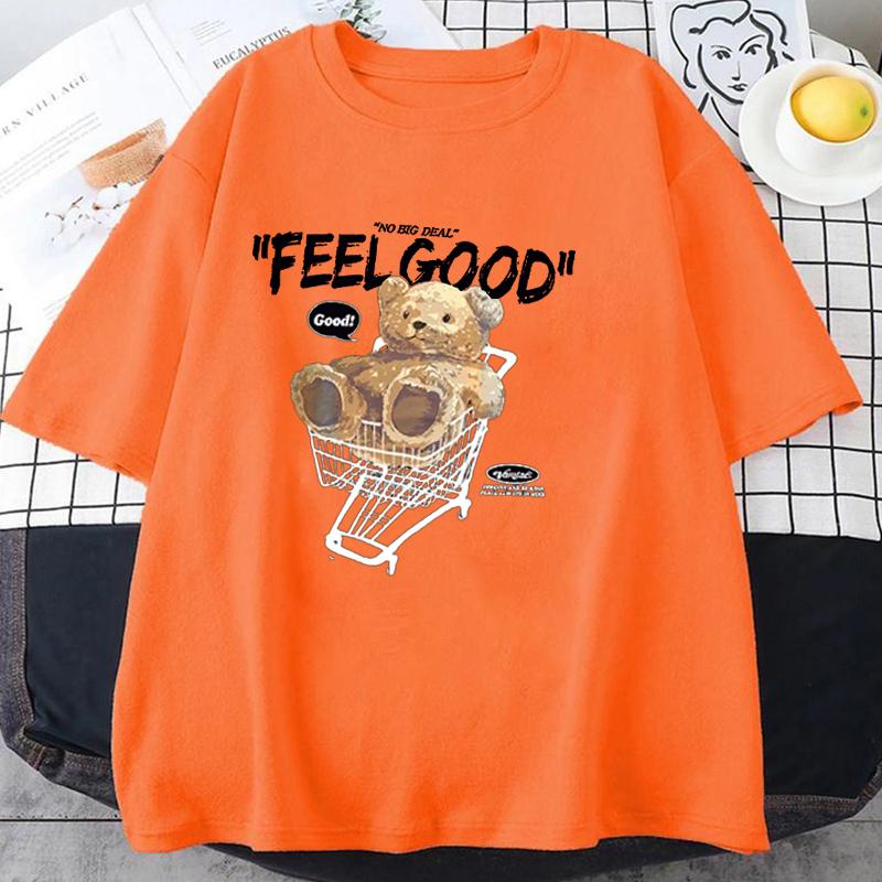 Neues Cartoon Bär Kurzarm T-Shirt Damen Herren Lockeres Oberteil Mode Koreanischer Stil Tee