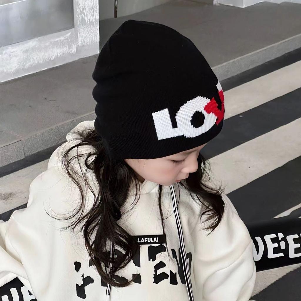 Korean trendy children's hats street ruffians handsome boys and girls knitted wool hats design sense head hat cold hat