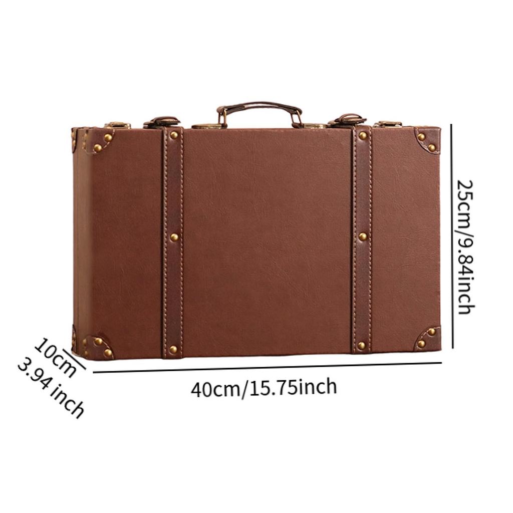 Vintage Suitcase Box Wooden Treasure Chest Collection Dustproof Storage Carry on for