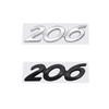 3D Hochglanz Schwarz Chrom Silber Metall Logo Emblem Abzeichen F2Aufkleber Autoaufkleber für Peugeot 206 Autozubehör