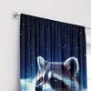 2pc Cute raccoon print curtains, polyester fabric, machine washable, suitable for bedroom and living room decoration