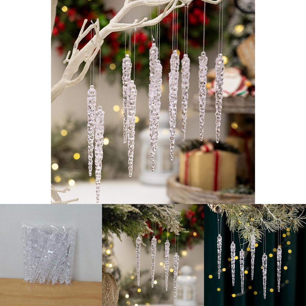 Funkelnde 12 Stück Klare Eiszapfen-Ornamente Festliche Acryl-Dekorationen für Bäume Weihnachten