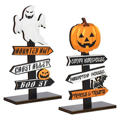 Halloween Pumpkin Ghost Wooden Table Ornament Craft Halloween Home Table Decoration Supplies Halloween Party Kids Gift Favors