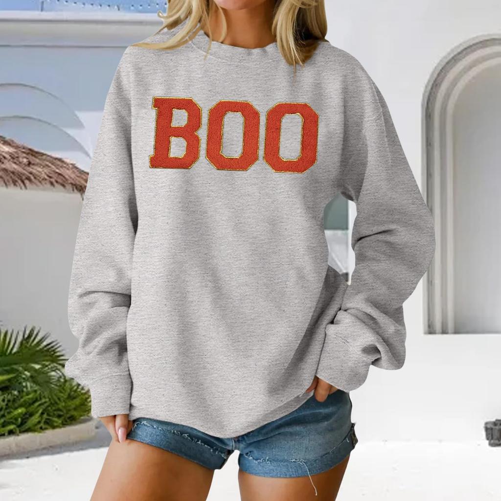 Women's Round Neck Printed Tops Cotton Casual Fashion Long Sleeve Pullover Top Blouse
