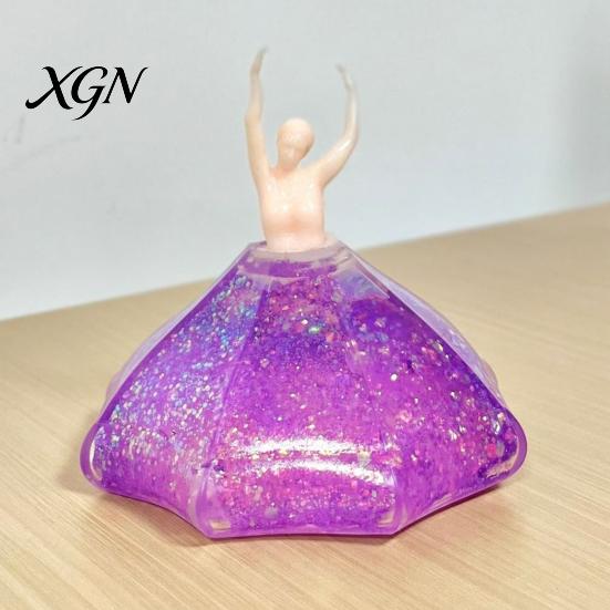 Ballettänzer Schreibtischornament Stressabbau Spielzeug, Tänzerin Knetspielzeug mit Glitzer-Dekor Kleid, Sensorisches Fidget zur Dekoration Weich
