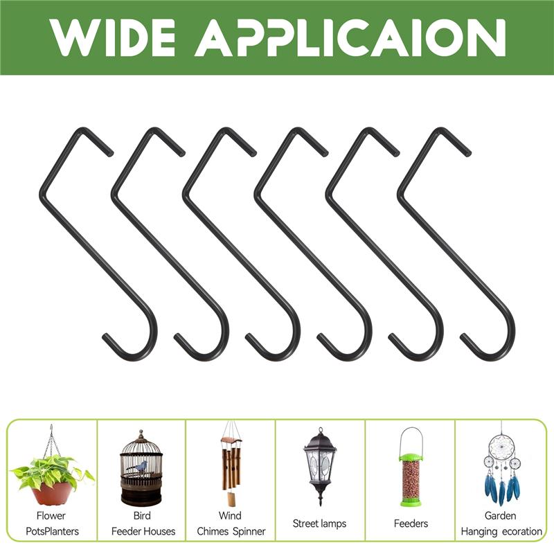 AD23-12PCS Plant Hooks Hangers Garden Over Fence Hooks For Hanging Baskets, Wall Hanging Fence Hooks For Lights