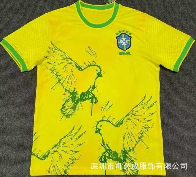Großhandel und Einzelhandel Grenzüberschreitend Brasilien Nationalmannschaft Spezielles Gedenk-Kurzarm-Fußballtrikot Oberteil Kurzarm Fans