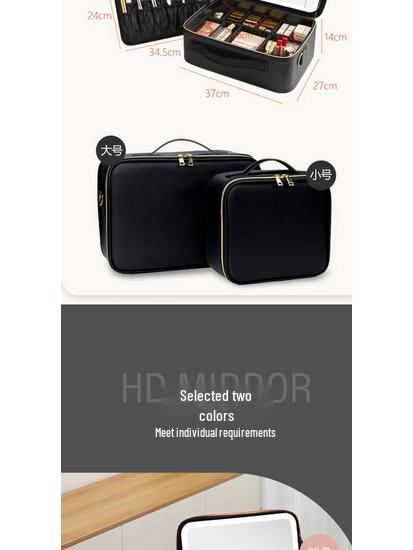 Women's LED Light Makeup Bag with Mirror 2025 – Large Capacity Handheld Cosmetic Storage Box
