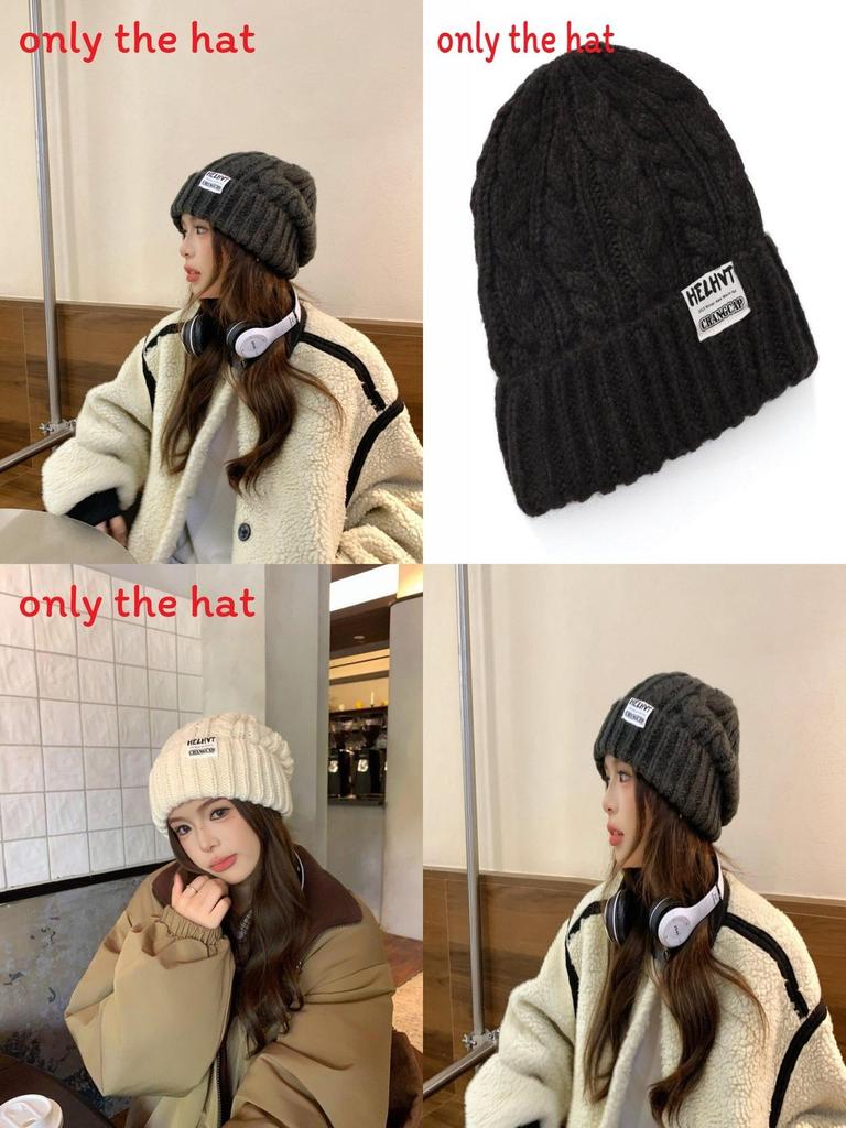 Knit Hat For Women With Letter Embroidery Warm Windproof Autumn Winter