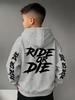 Kid‘s Punk Ride Or Die Full Print Graphic HoodieTrendy Stylishand Casual Fleece-lined Hooded Sweatshirt for Autumn and Winter.