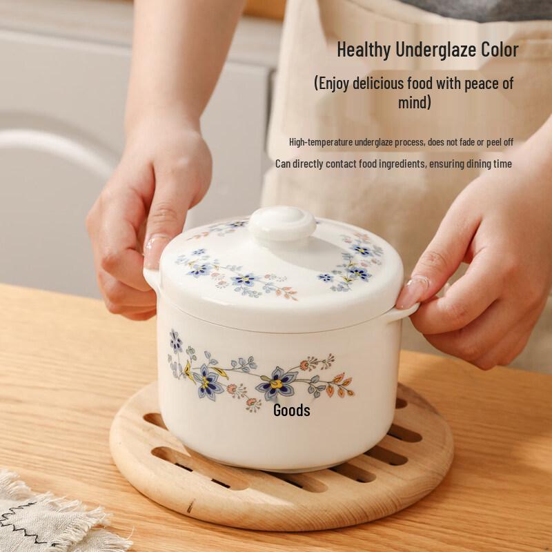 Food Grade Ceramic Double-Eared Stew Pot