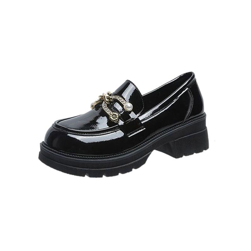 Fashion Soft Leather Loafers Women's 2025 Spring Summer New Korean Version Of Small Leather Shoes Women's Muffin Soles Lazy One-Pedal