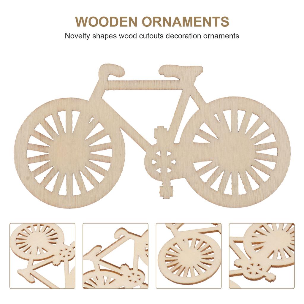 10 Pcs Laser Cut Wooden Slices Craft Supplies Wood Cutouts Home Decor Bicycle naments Sewing Diy Nursery Children Accessories