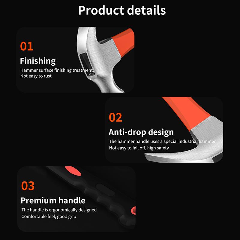Claw Hammer Wooden Handle 1Pcs Practical Multi Function Household Tool for Crafting and Construction
