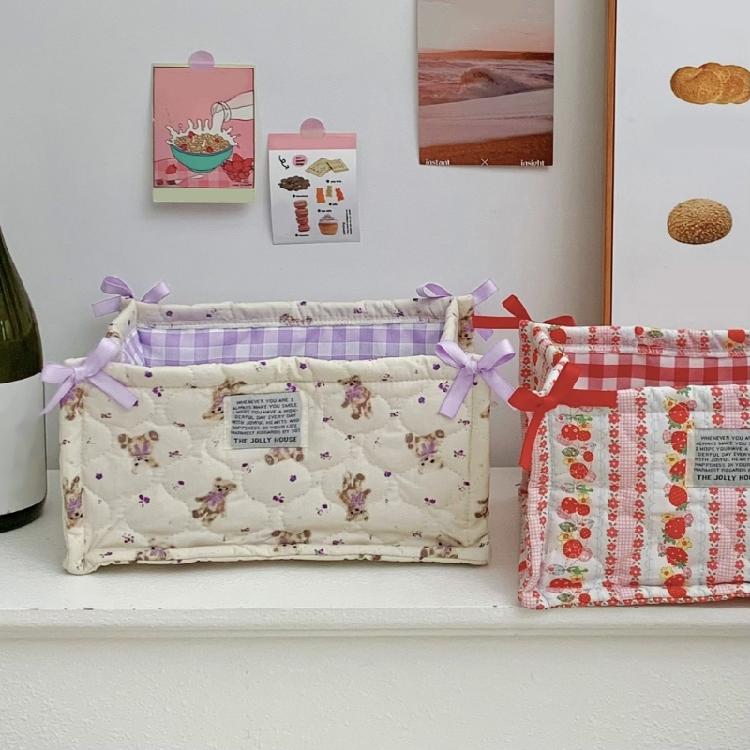 Multipurpose Quilted Fabric Storage Basket Accessory for Desk Organization In Any Room or Offices Space Saving Designs