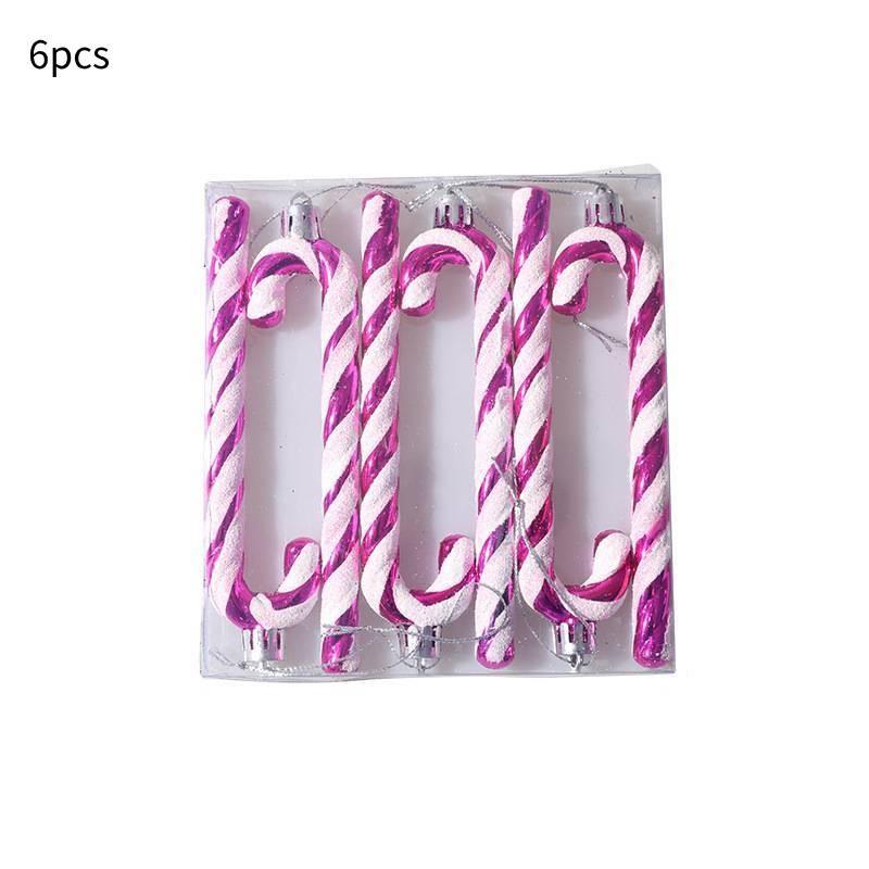 X 6 Candy Cane Glitter Hanging Christmas Tree Decoration Santa Ornament Xmas