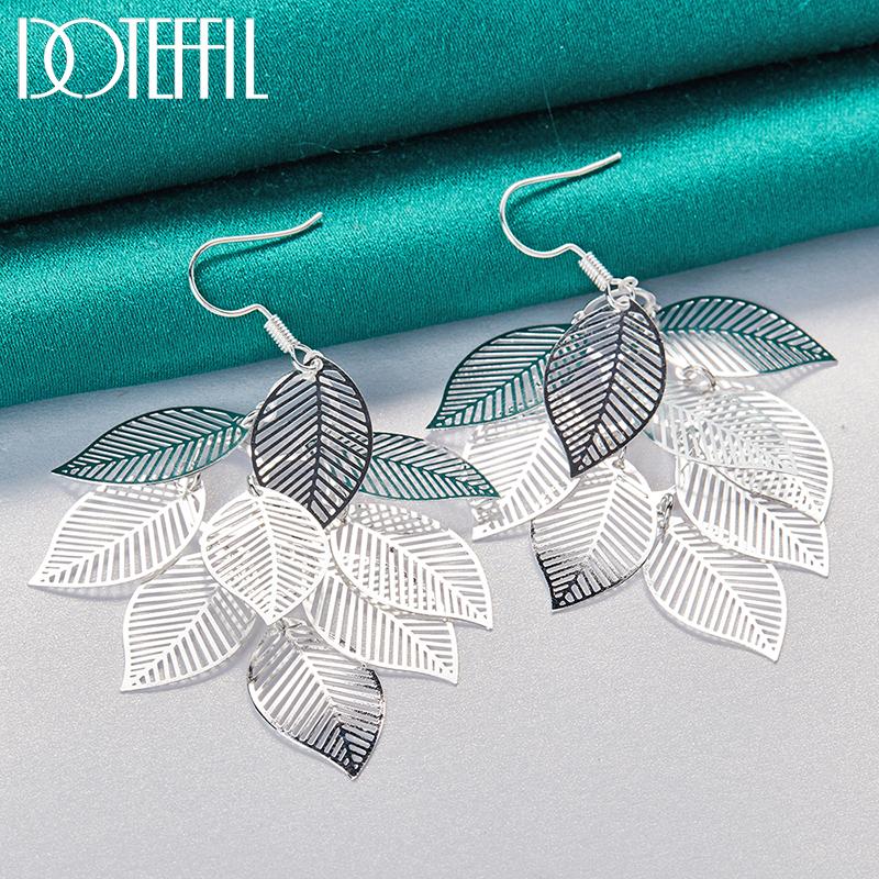 Leaf Earrings Silver Fashion Jewelry