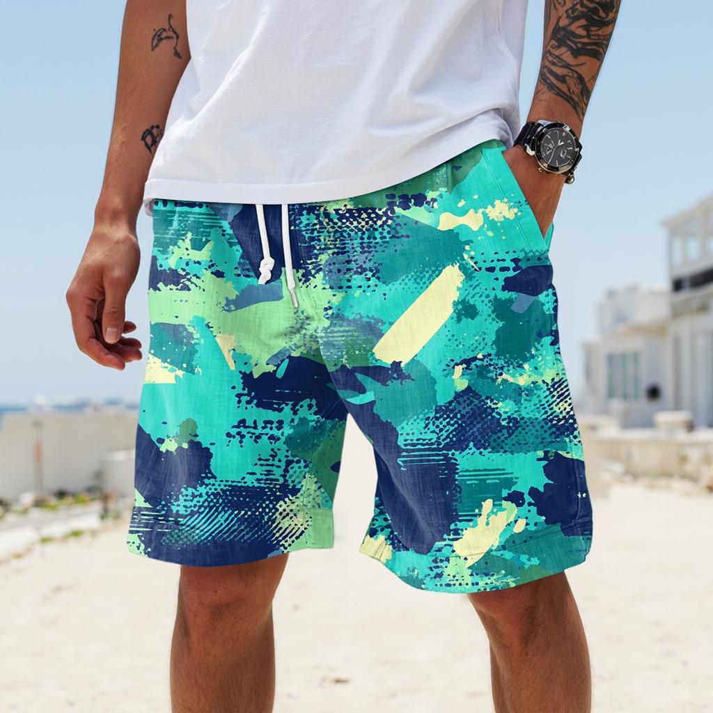 Pánské letní velké ležérní volné sportovní kalhoty plážové šortky