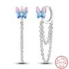 New Sweet 925 Silver Women's Princess Powder Gemstone Blue Kind Bow Design Earrings Fit Party Exquisite Jewelry Gifts