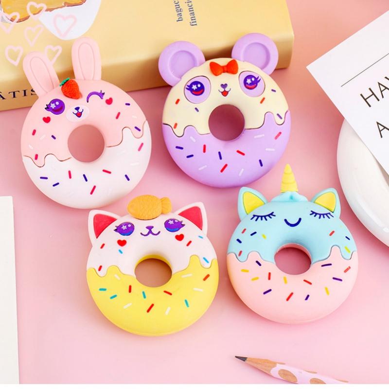 Wholesale Cute Cartoon Circus Clown Donut Eraser Creative Student Prize Christmas Gift Reward Commemorative Kawaii Eraser