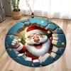3D Christmas Circular Floor Mat Study Chair Carpet Holiday Scene Decoration Carpet New Year Atmosphere Carpets Home Decoration