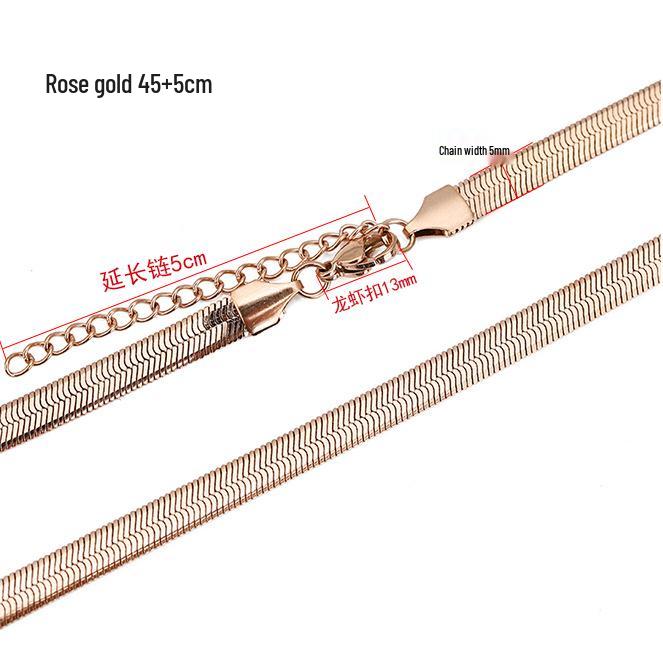 18K Gold Nordic-Style Titanium Snake Bone Chain Necklace for Women