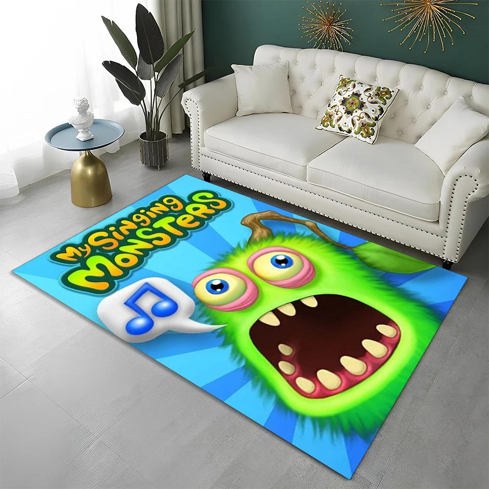 Tappeto Cartoon 3D My Singing Monsters Videogioco per Casa Soggiorno Camera da Letto Divano Zerbino Decorazione, Tappeto per Area Tappetino Antiscivolo per Pavimento