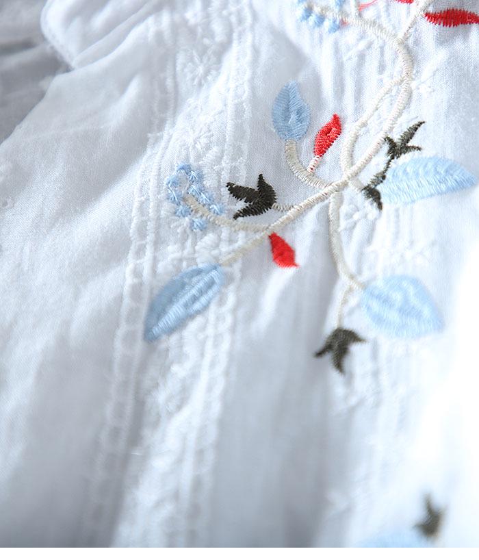 Lace Embroidered V-Neck Slimming Shirt for Women - Summer Casual, High-Waisted, Medium Sleeve