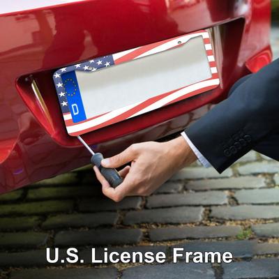 U.S. Regulations Universal Size American License Plate Frame Suower Pattern Aluminum Alloy Car License Plate Holder