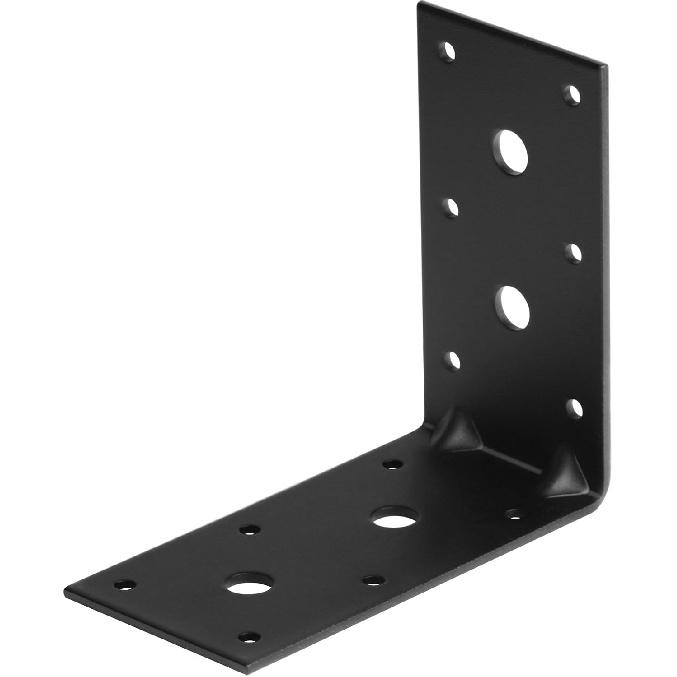 8 Pack 4-1/2" Steel Black L Right Angle Bracket, 90 Degree Corner Braces with Reinforcing Rib, Metal Joint Connector for Timber Wood