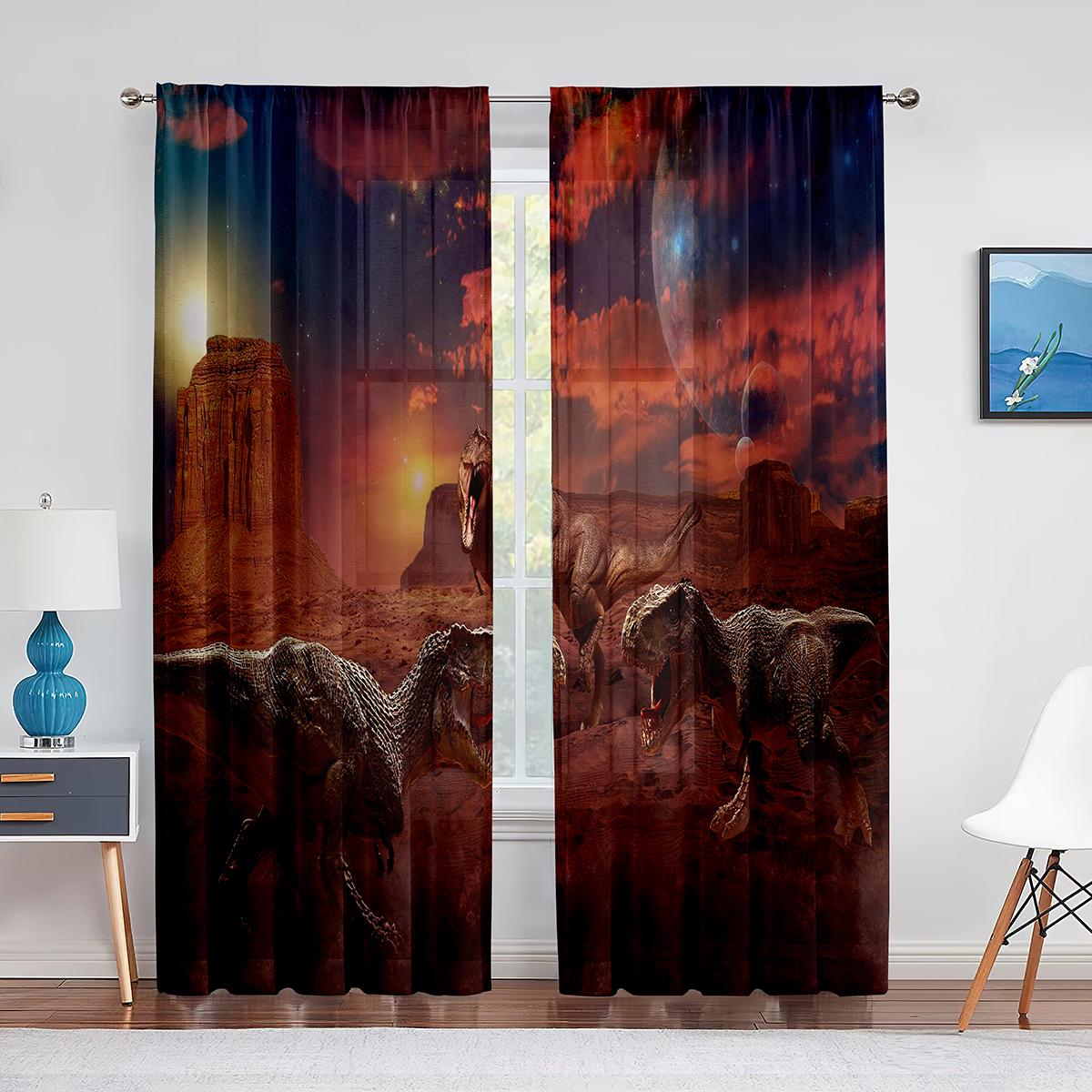 Динозавр Юрского периода животные древние джунгли прозрачные занавески для гостиной кухни — фото 10