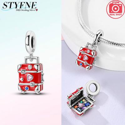 Röda Bagage Resa Hängen Koppar Original Pärlor Passar Original Berlocker Armband Smycken DIY Fina Gåvor För Kvinnor