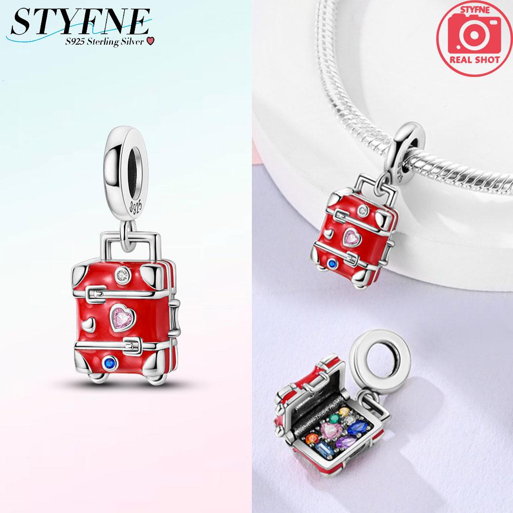 

Red Luggage Travel Pendants Copper Original Beads Fit Original Charms Bracelet Jewelry Diy Fine Gifts For Women